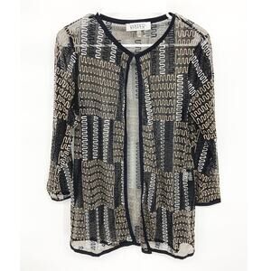 Womens Kasper Swimwear Coverup Multicolor Mesh Cardigan Size M